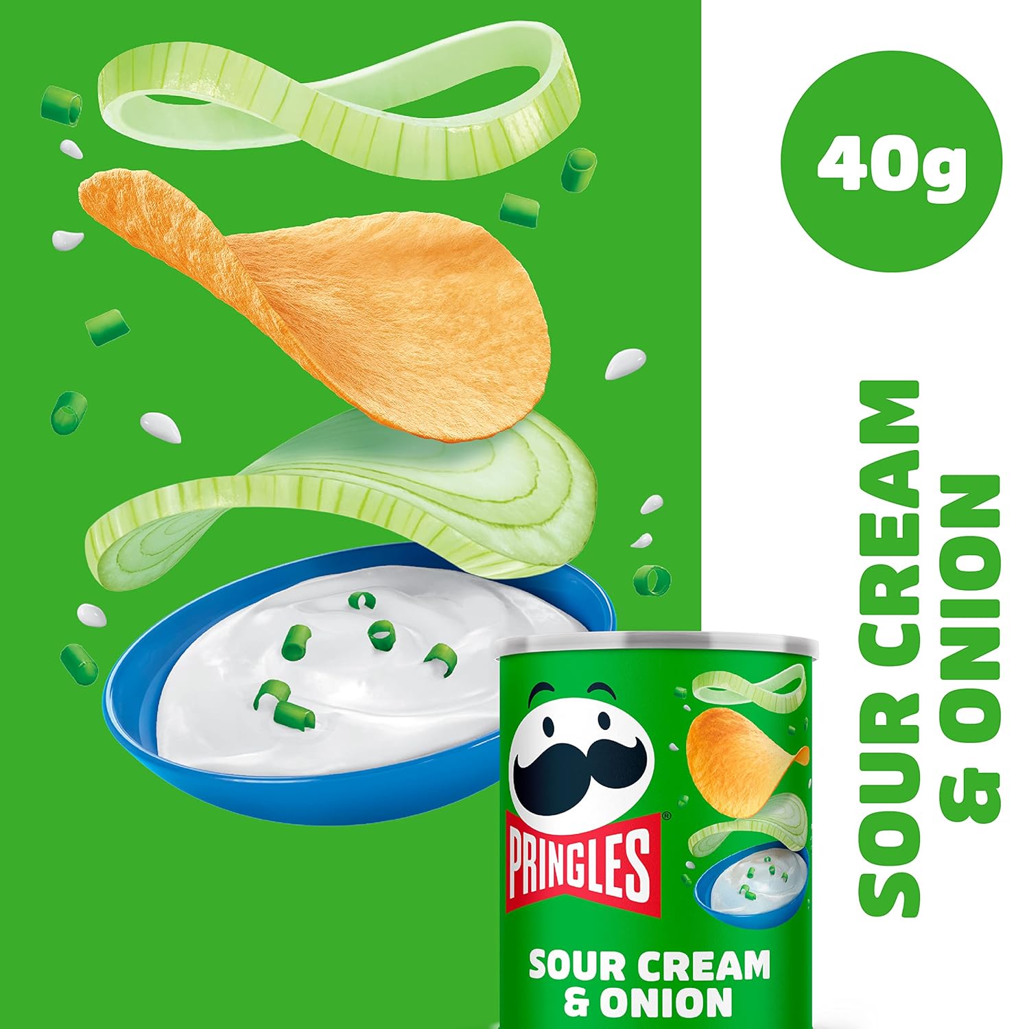 Pringles Sour Cream and Onion Flavour 40g (1X12) - Image 2