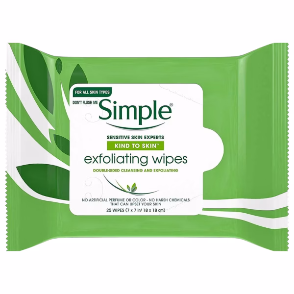 Simple Facial Wipes Exfoliating 25'S