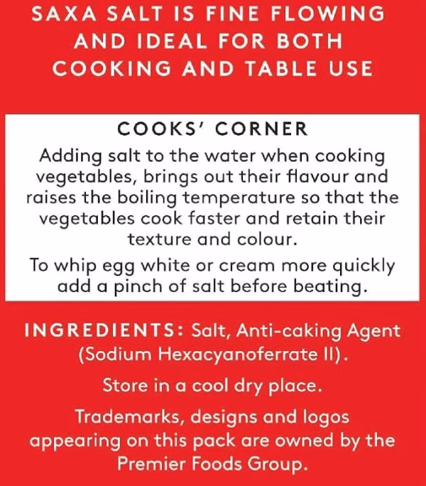 Saxa Table Salt drums 750g