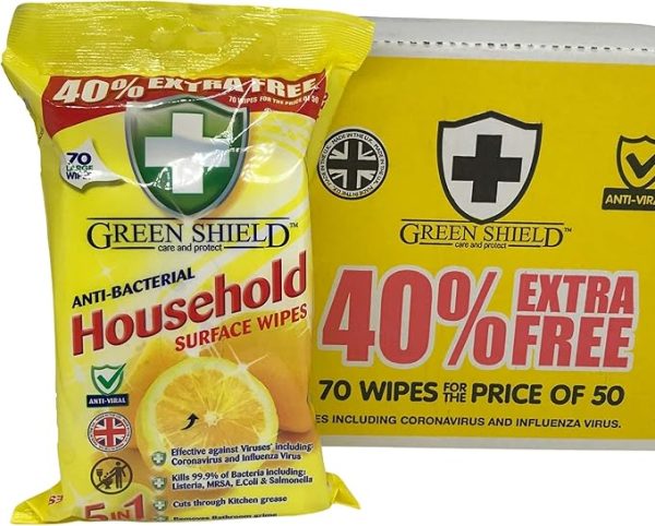 Greensheild Antibacterial Household Wipes 70w - Image 2