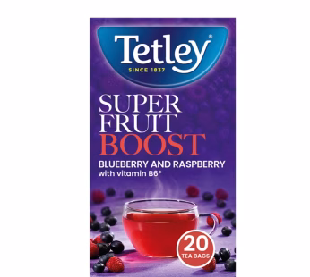 Tetley 40g Super Fruit Blueberry & Raspberry (1×4)