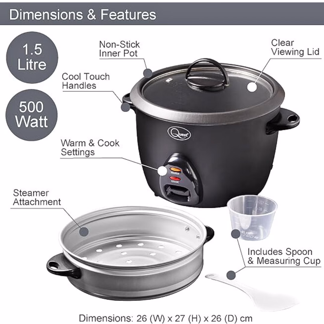 Quest Rice Cooker And Steamer 1.5L - Image 2