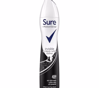 Sure Deo Spray 250ML Invisible B&W Clothe
